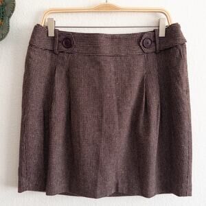 Ann Taylor LOFT Brown Check Patterned Wool Blend Mini Skirt Size 10 NWT